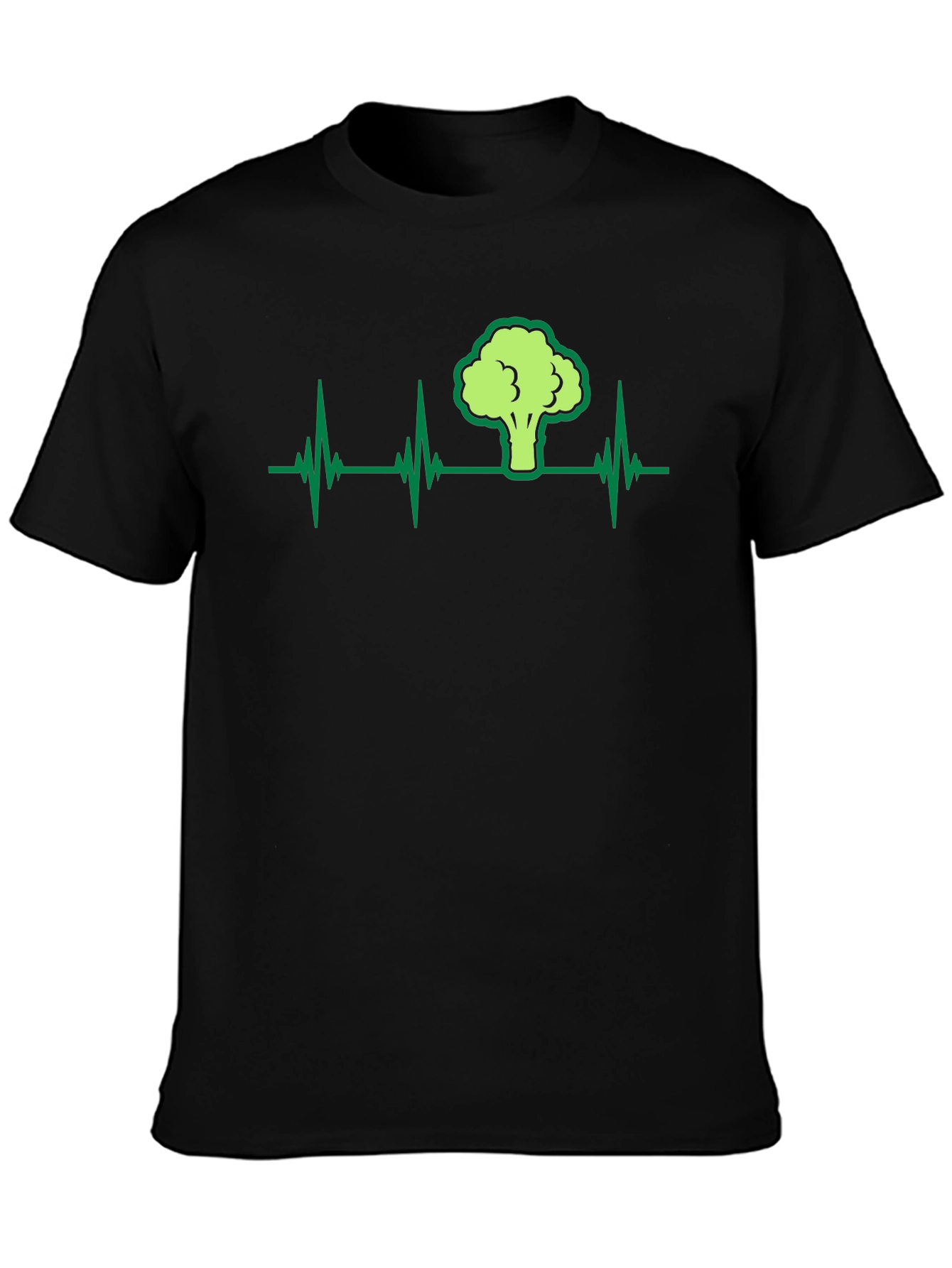 Broccoli Heartbeat Graphic T-Shirt - Black