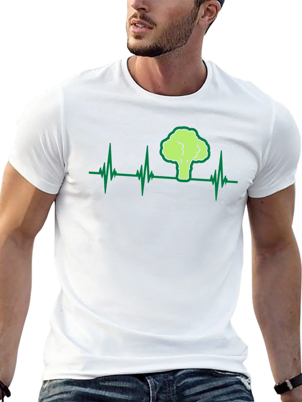 Broccoli Heartbeat Graphic T-Shirt - Black