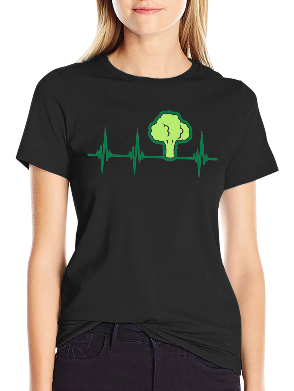 Broccoli Heartbeat Graphic T-Shirt - Black
