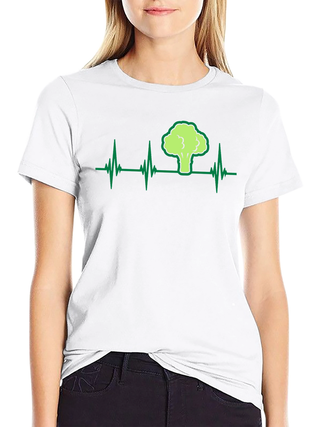 Broccoli Heartbeat Graphic T-Shirt - Black