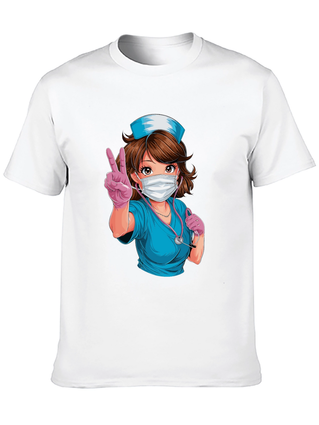 Nurse Anime T-Shirt - Peace Sign