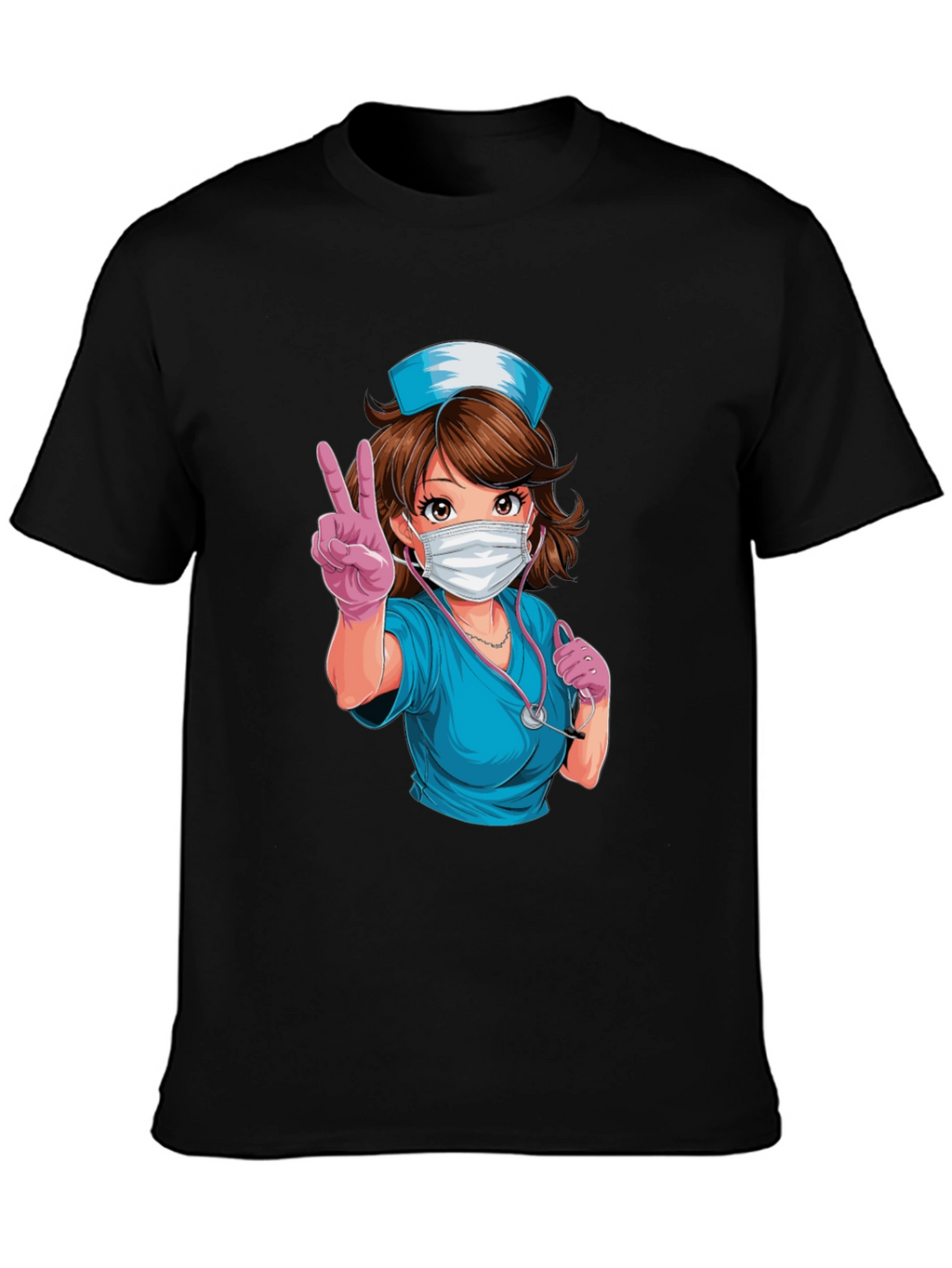 Nurse Anime T-Shirt - Peace Sign