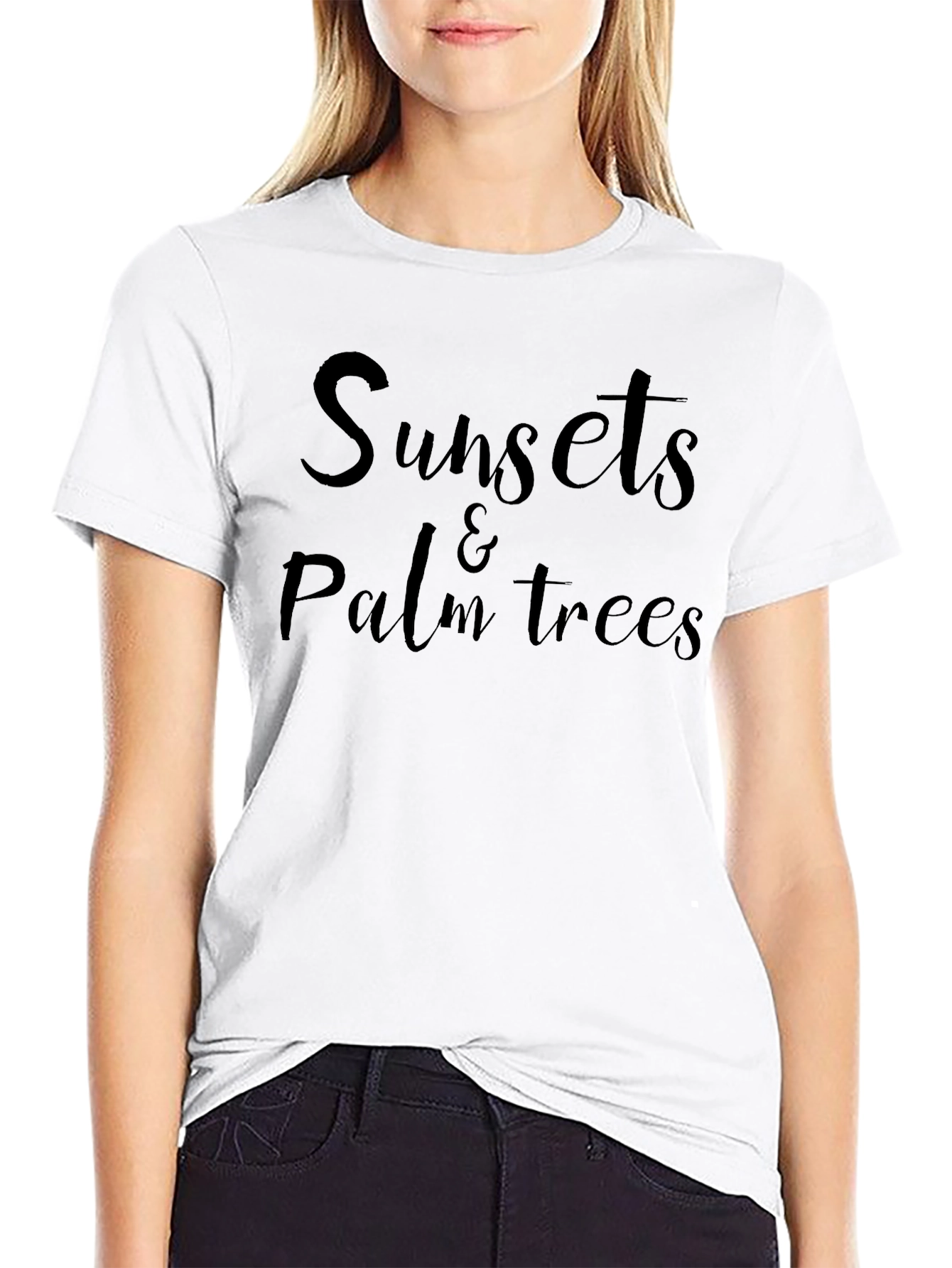 Sunsets & Palm Trees Graphic Tee - Black