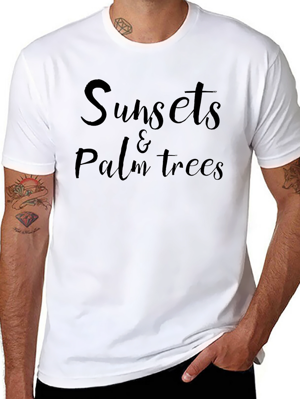 Sunsets & Palm Trees Graphic Tee - Black