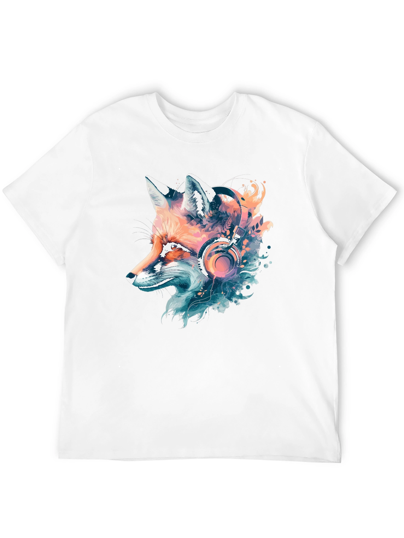 Fox Headphone Graphic Tee - Cool Animal Design