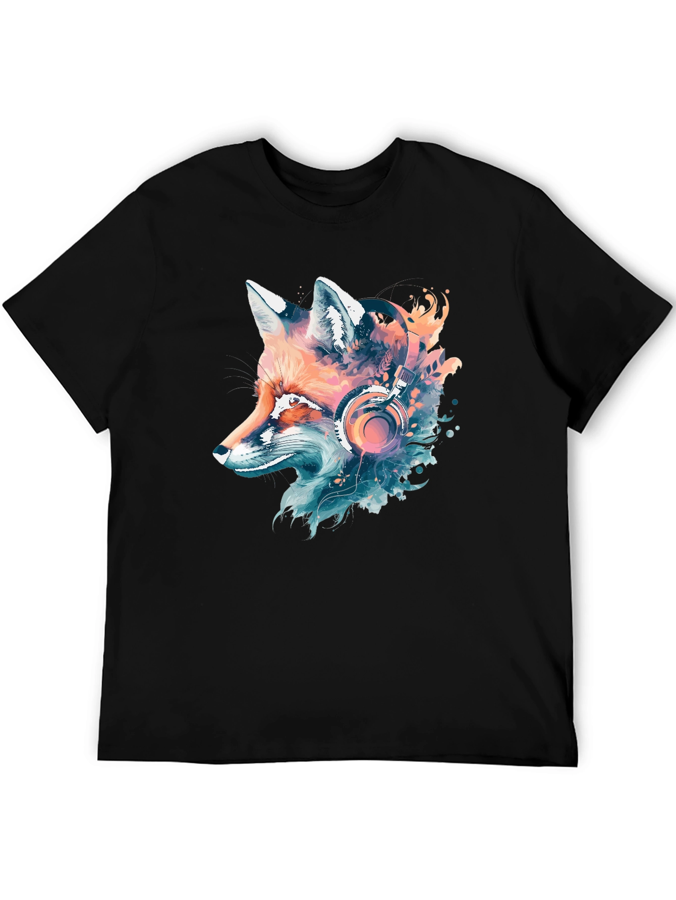 Fox Headphone Graphic Tee - Cool Animal Design