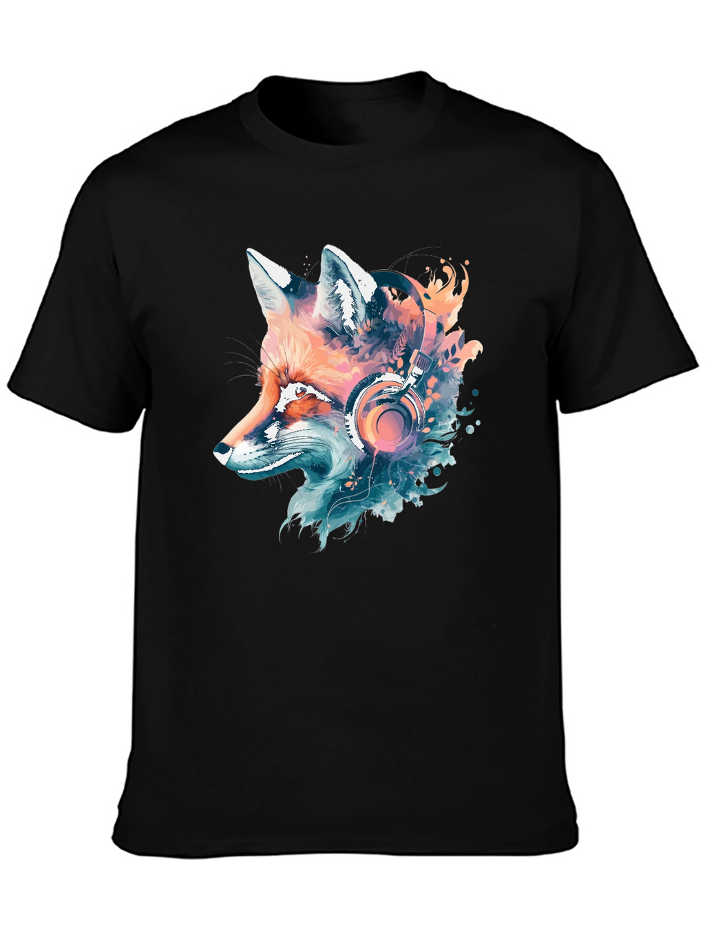 Fox Headphone Graphic Tee - Cool Animal Design