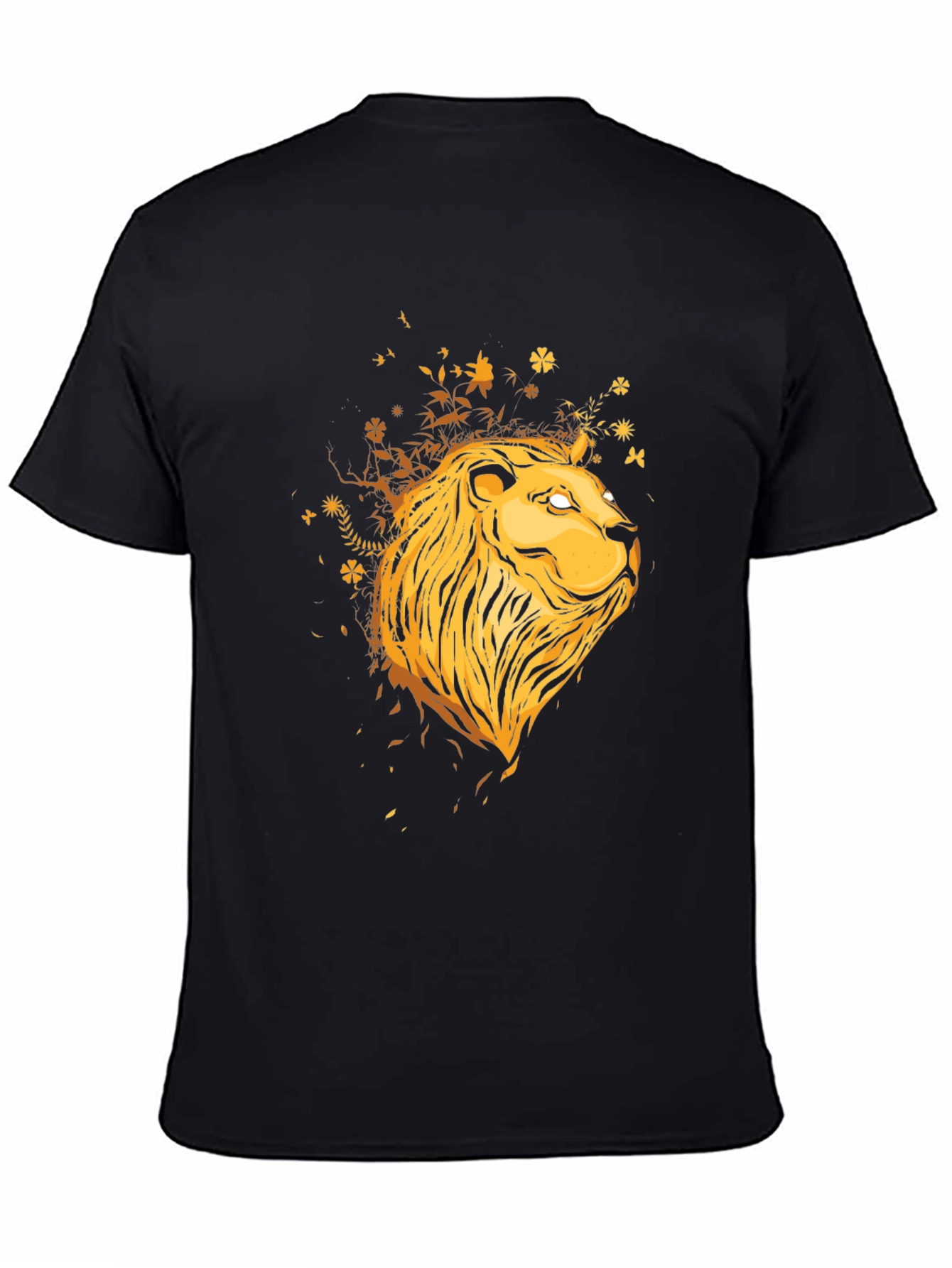 Lion Head Graphic Print Black T-Shirt