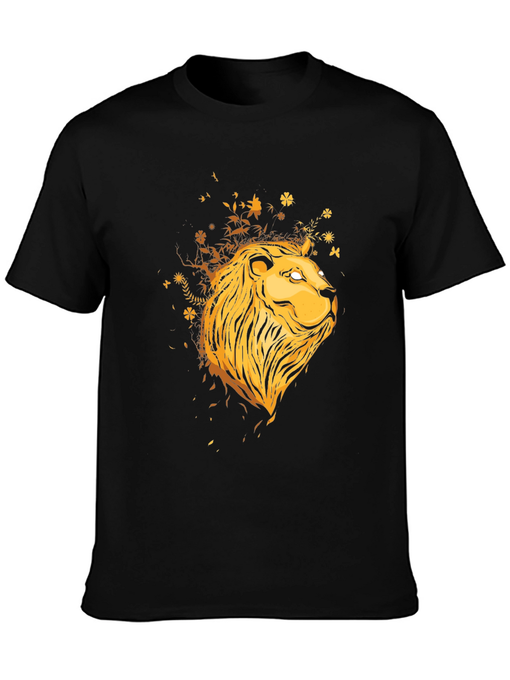 Lion Head Graphic Print Black T-Shirt