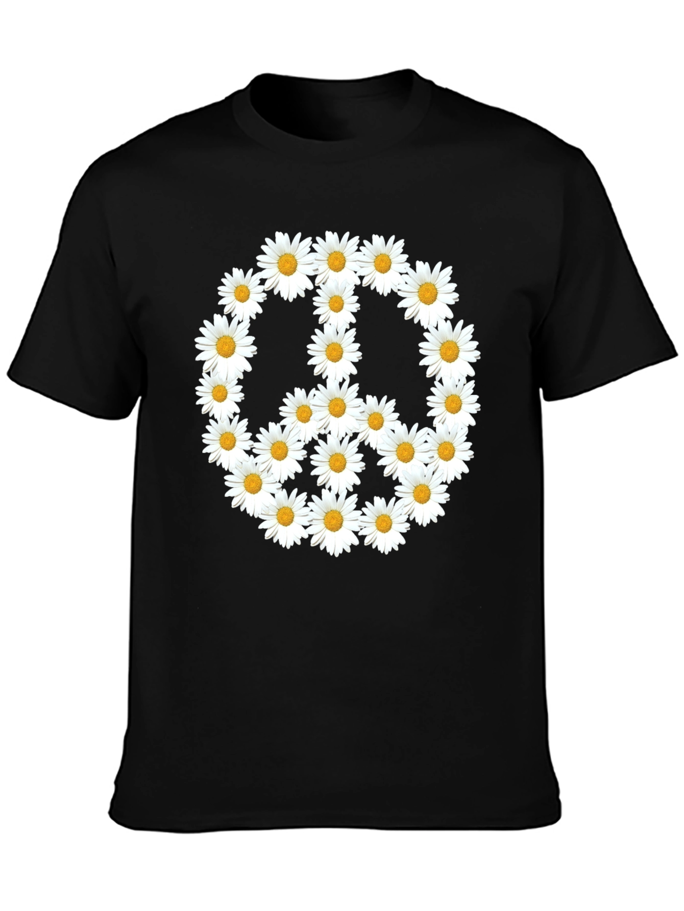 Daisy Peace Sign Black T-Shirt