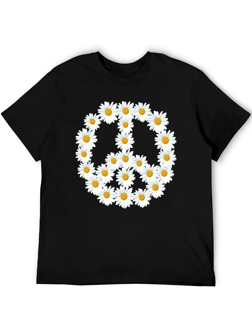 Daisy Peace Sign Black T-Shirt