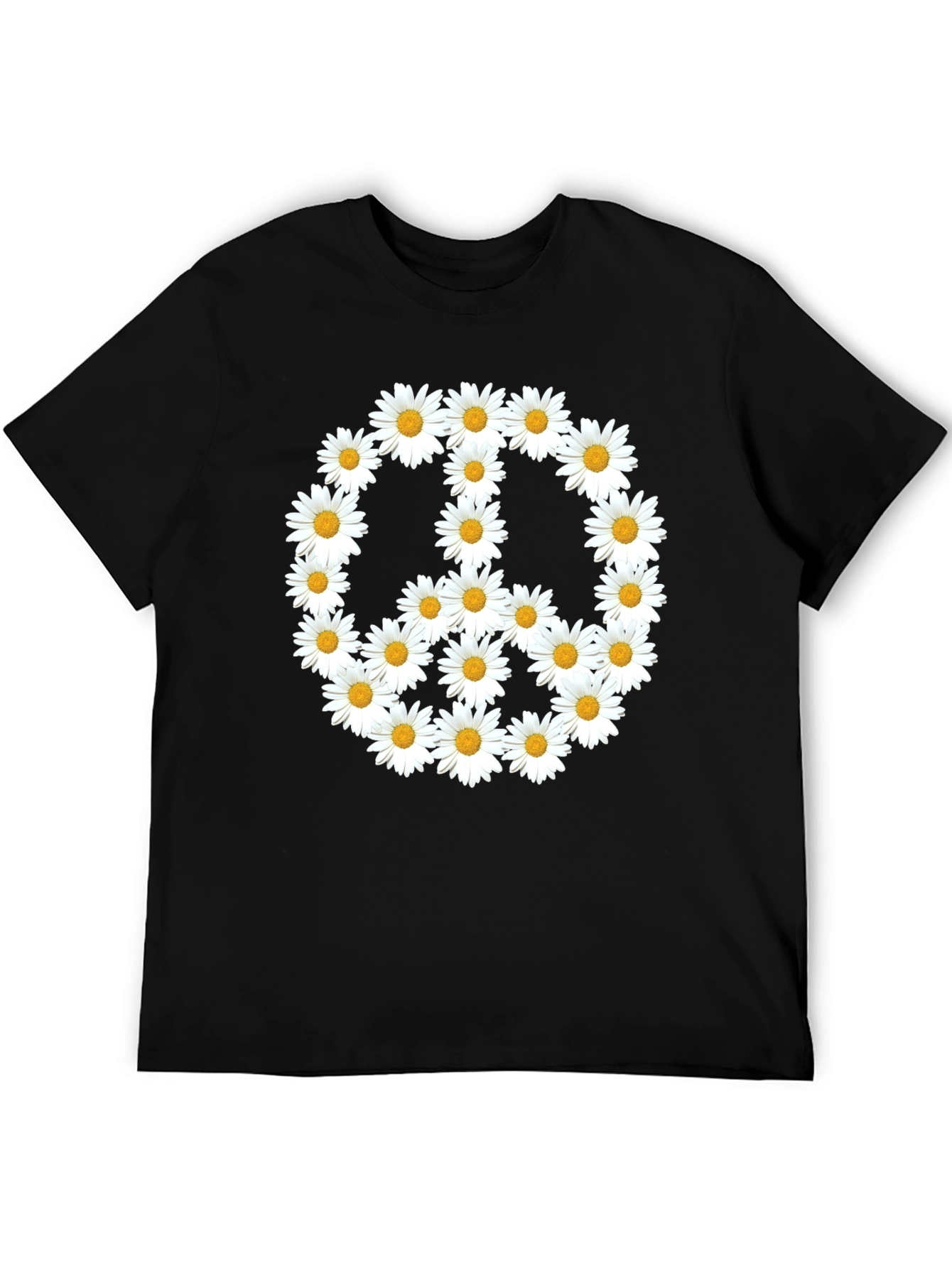 Daisy Peace Sign Black T-Shirt