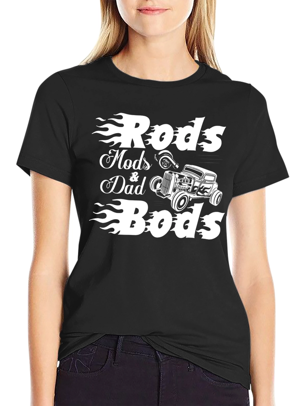 Rods Mods Dad & Bods Black Graphic T-Shirt