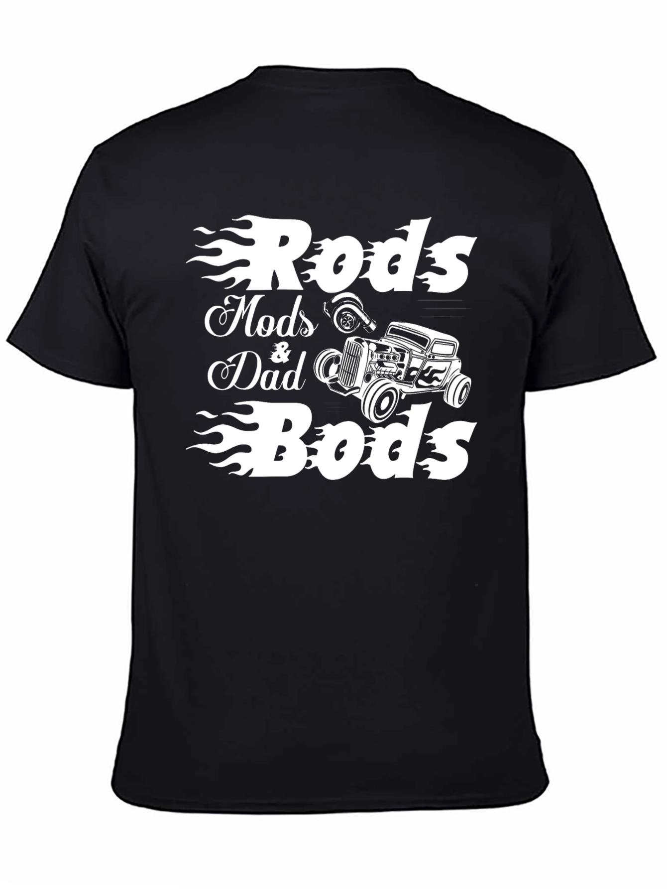Rods Mods Dad & Bods Black Graphic T-Shirt