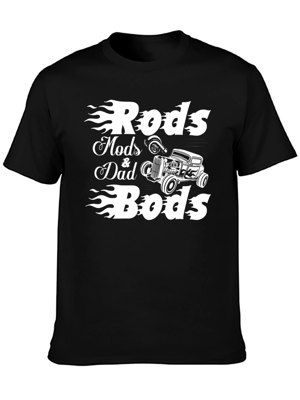 Rods Mods Dad & Bods Black Graphic T-Shirt