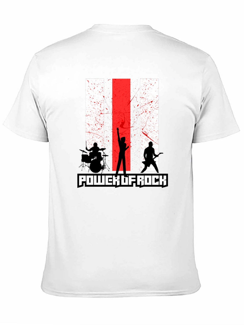 Power of Rock Band T-Shirt - Black Crew Neck
