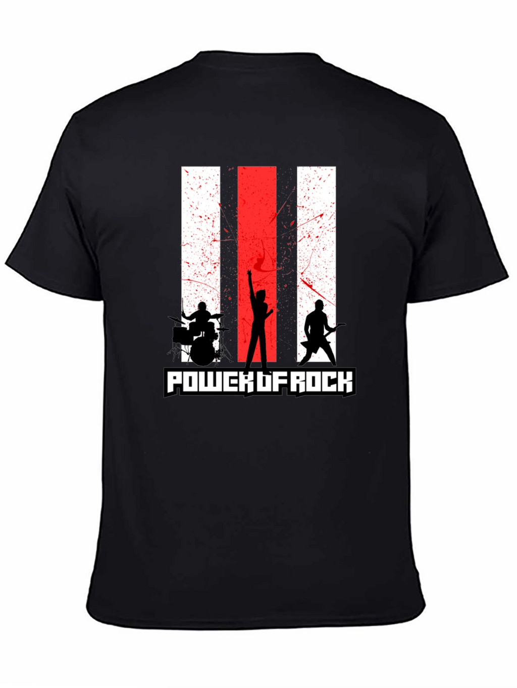 Power of Rock Band T-Shirt - Black Crew Neck