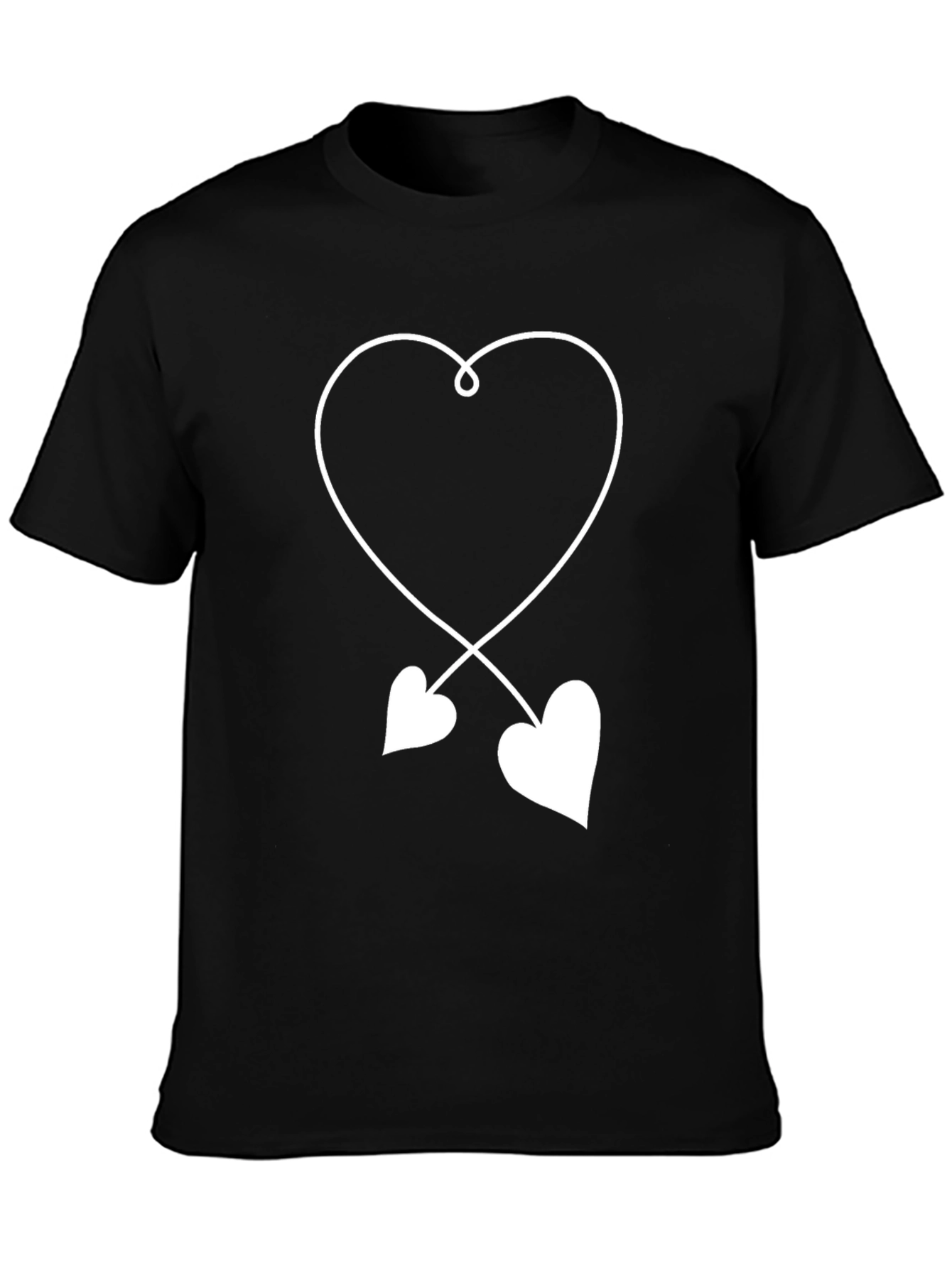 Heart Design T-Shirt - Black Cotton Blend