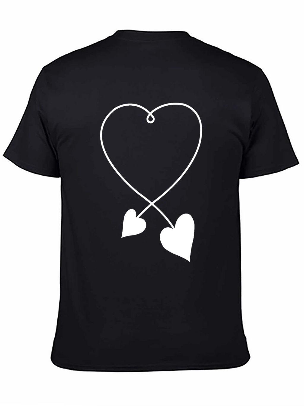 Heart Design T-Shirt - Black Cotton Blend