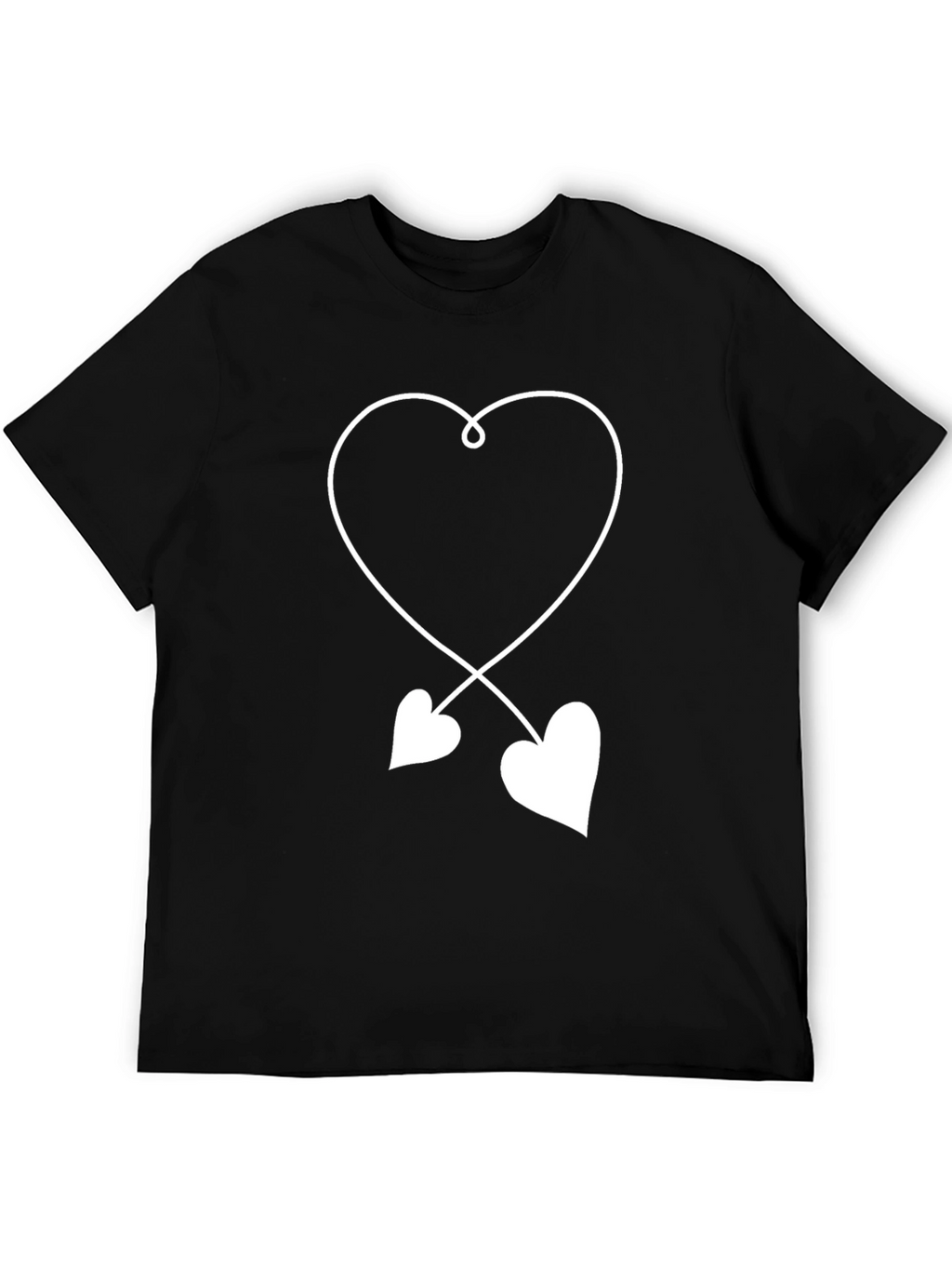 Heart Design T-Shirt - Black Cotton Blend
