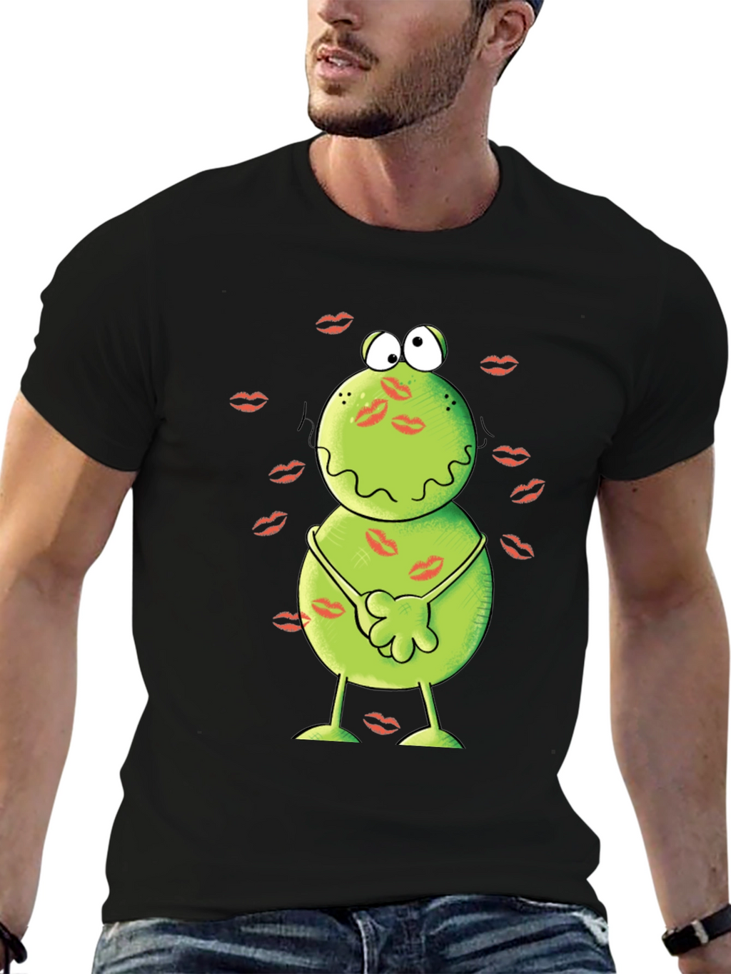 Kissed Frog Graphic Tee - Mens Black T-Shirt