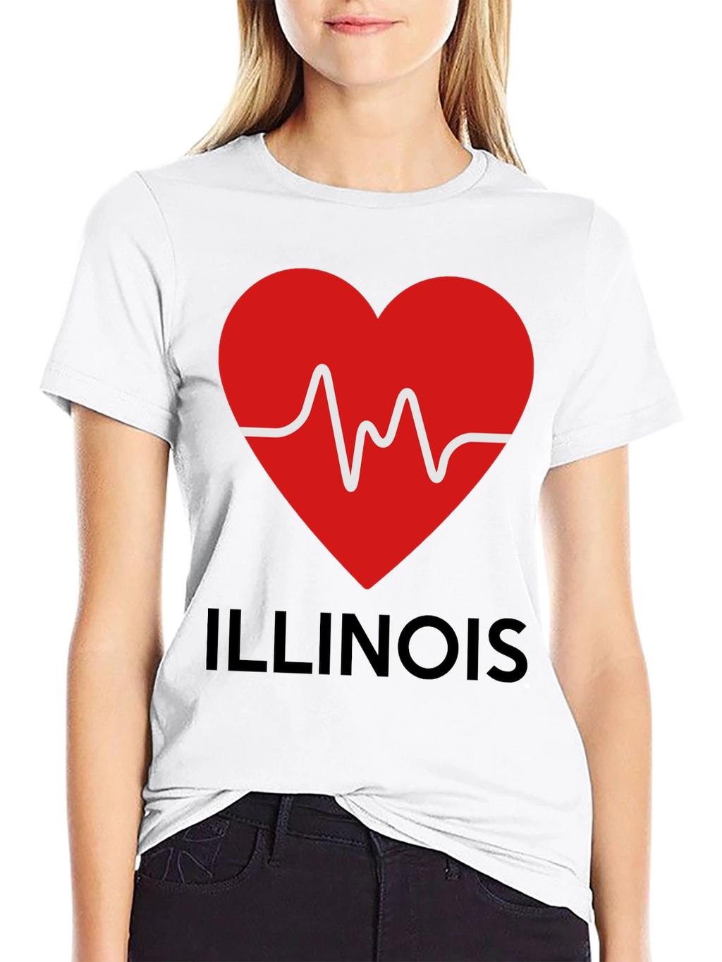 Illinois Heartbeat T-Shirt - Black