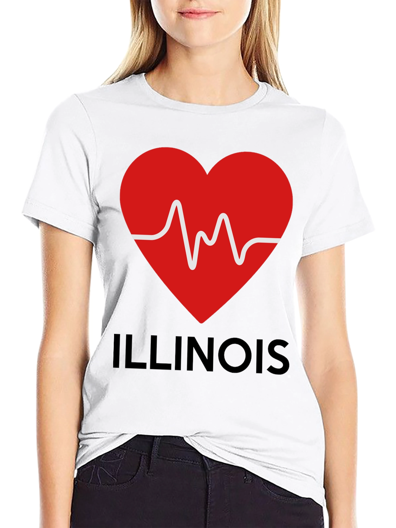 Illinois Heartbeat T-Shirt - Black