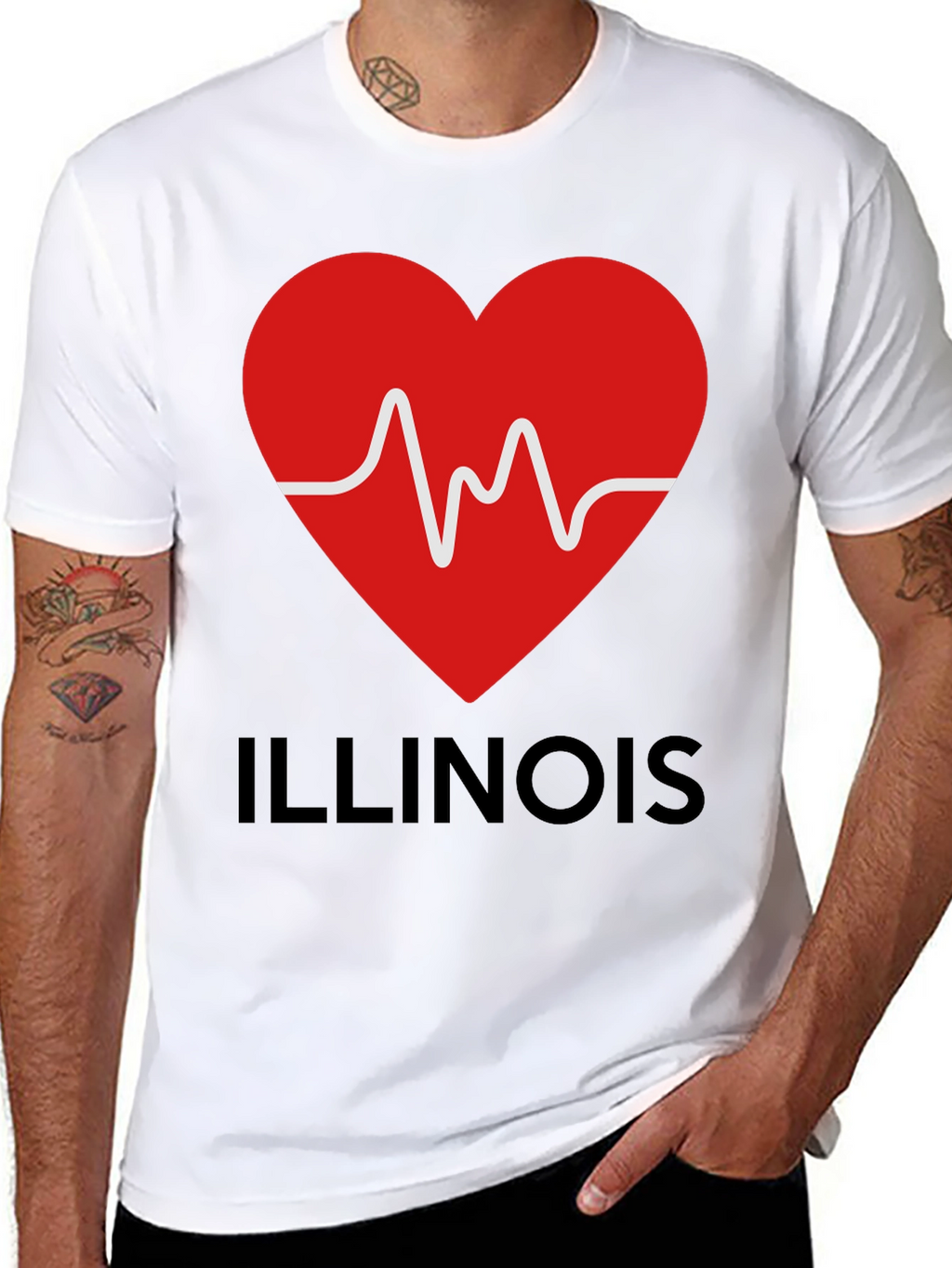 Illinois Heartbeat T-Shirt - Black