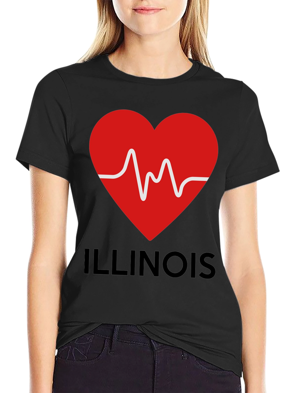Illinois Heartbeat T-Shirt - Black