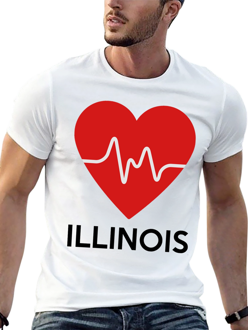 Illinois Heartbeat T-Shirt - Black