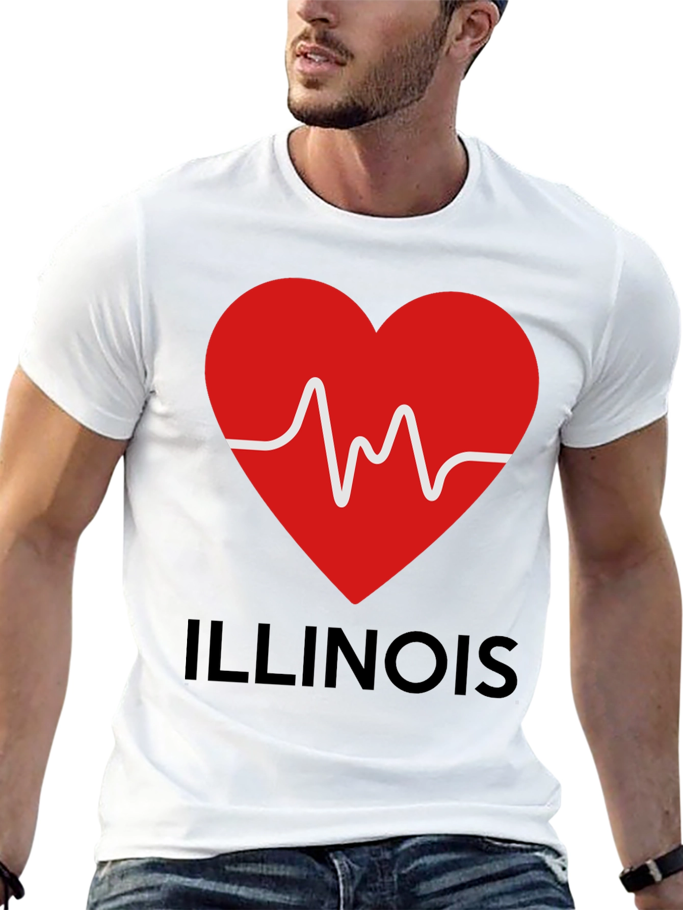 Illinois Heartbeat T-Shirt - Black