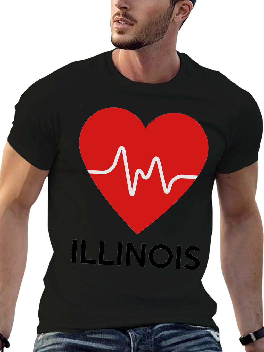 Illinois Heartbeat T-Shirt - Black