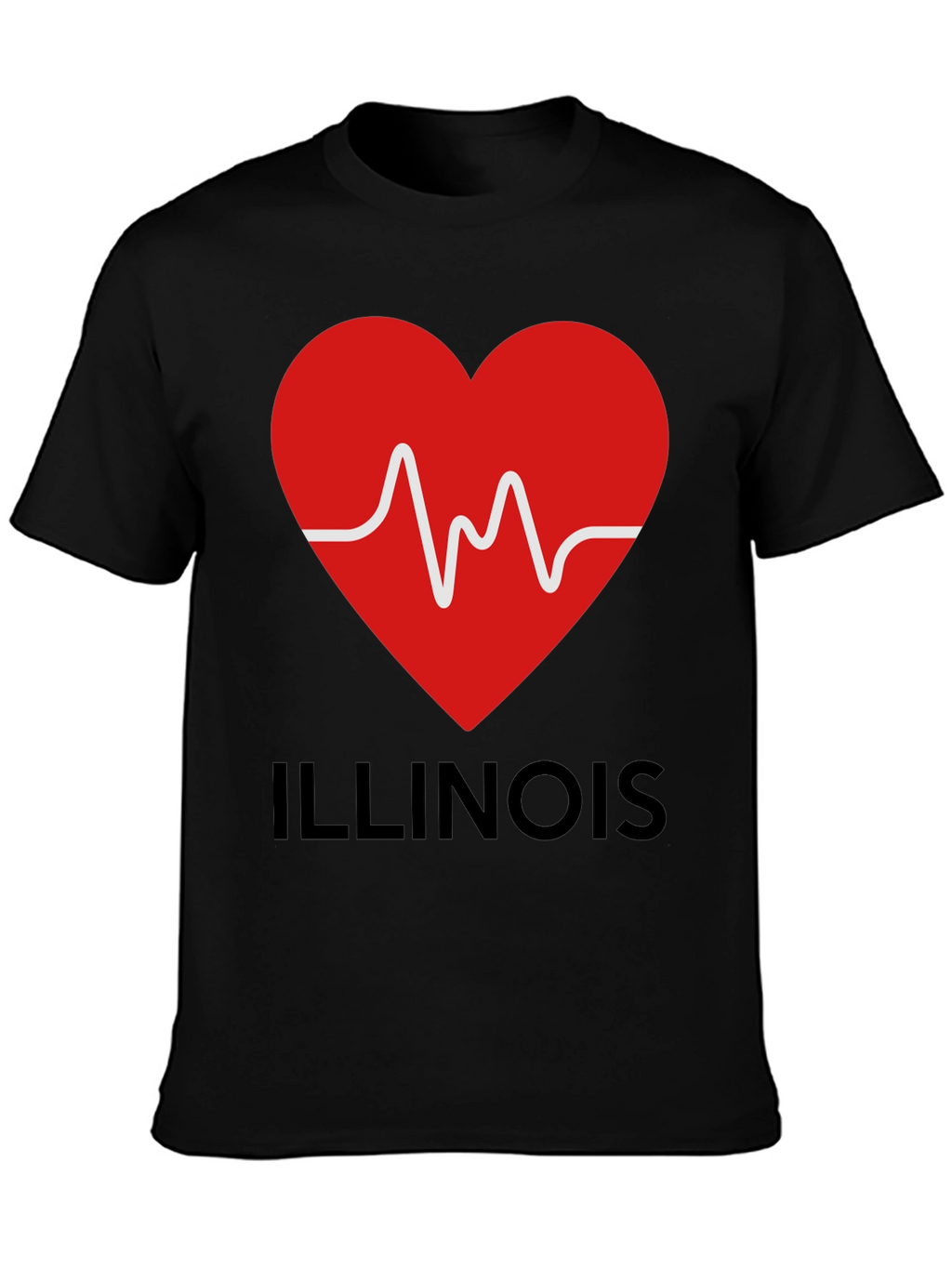 Illinois Heartbeat T-Shirt - Black