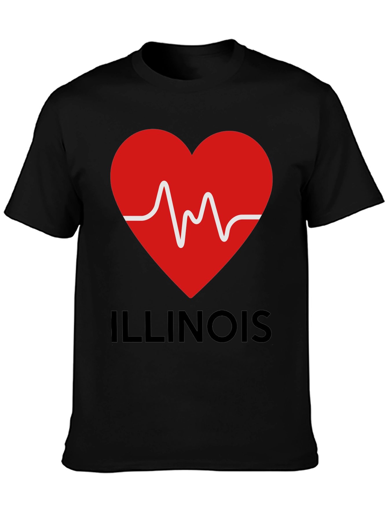 Illinois Heartbeat T-Shirt - Black