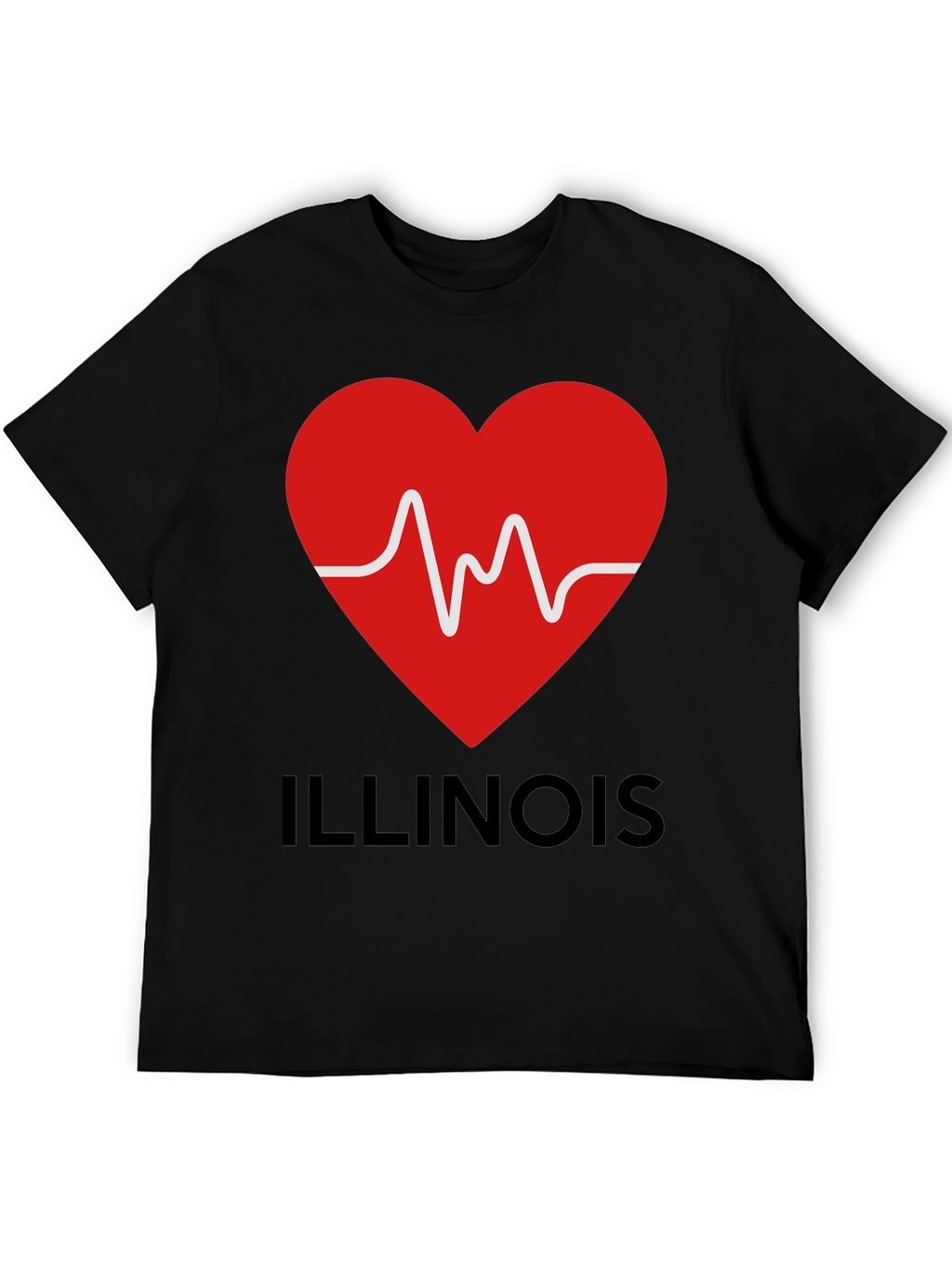 Illinois Heartbeat T-Shirt - Black