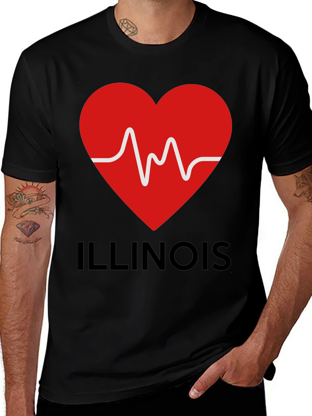 Illinois Heartbeat T-Shirt - Black