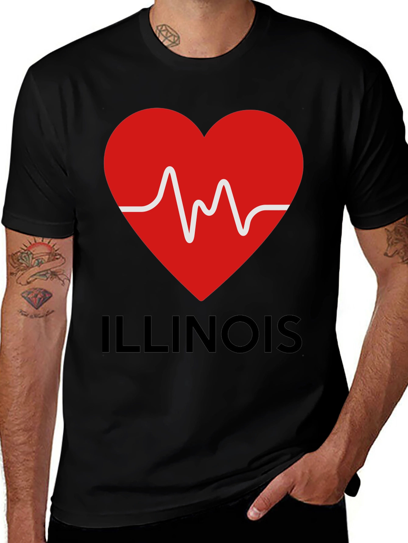 Illinois Heartbeat T-Shirt - Black