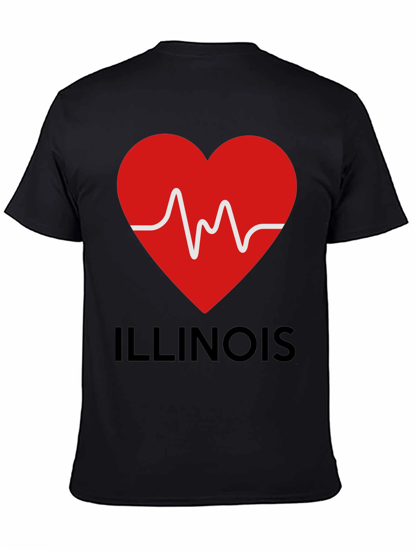 Illinois Heartbeat T-Shirt - Black