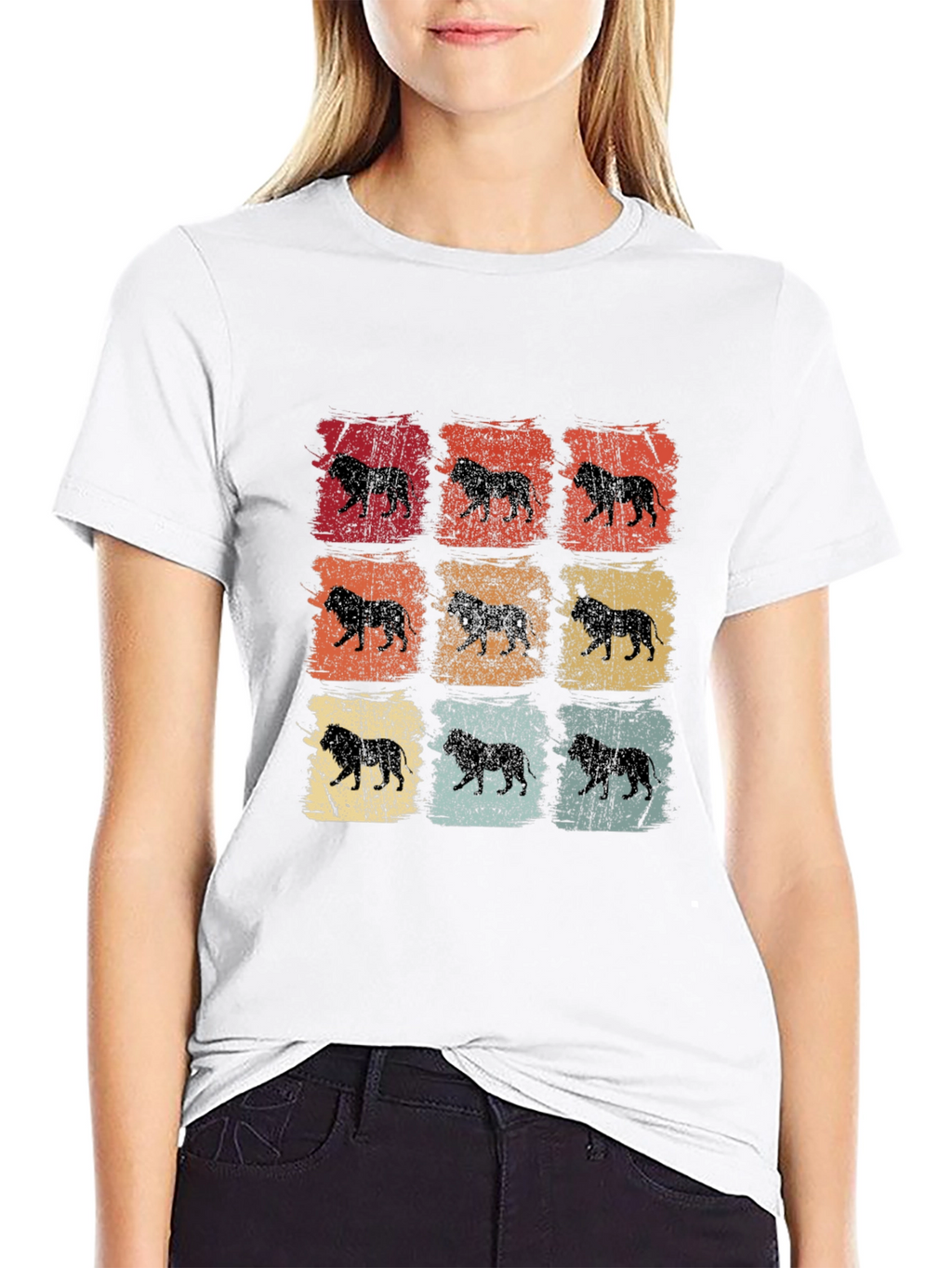 Retro Lion Print Mens T-Shirt