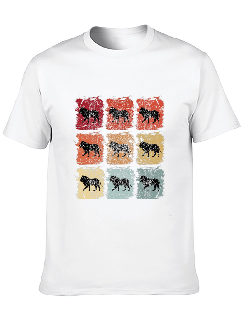 Retro Lion Print Mens T-Shirt