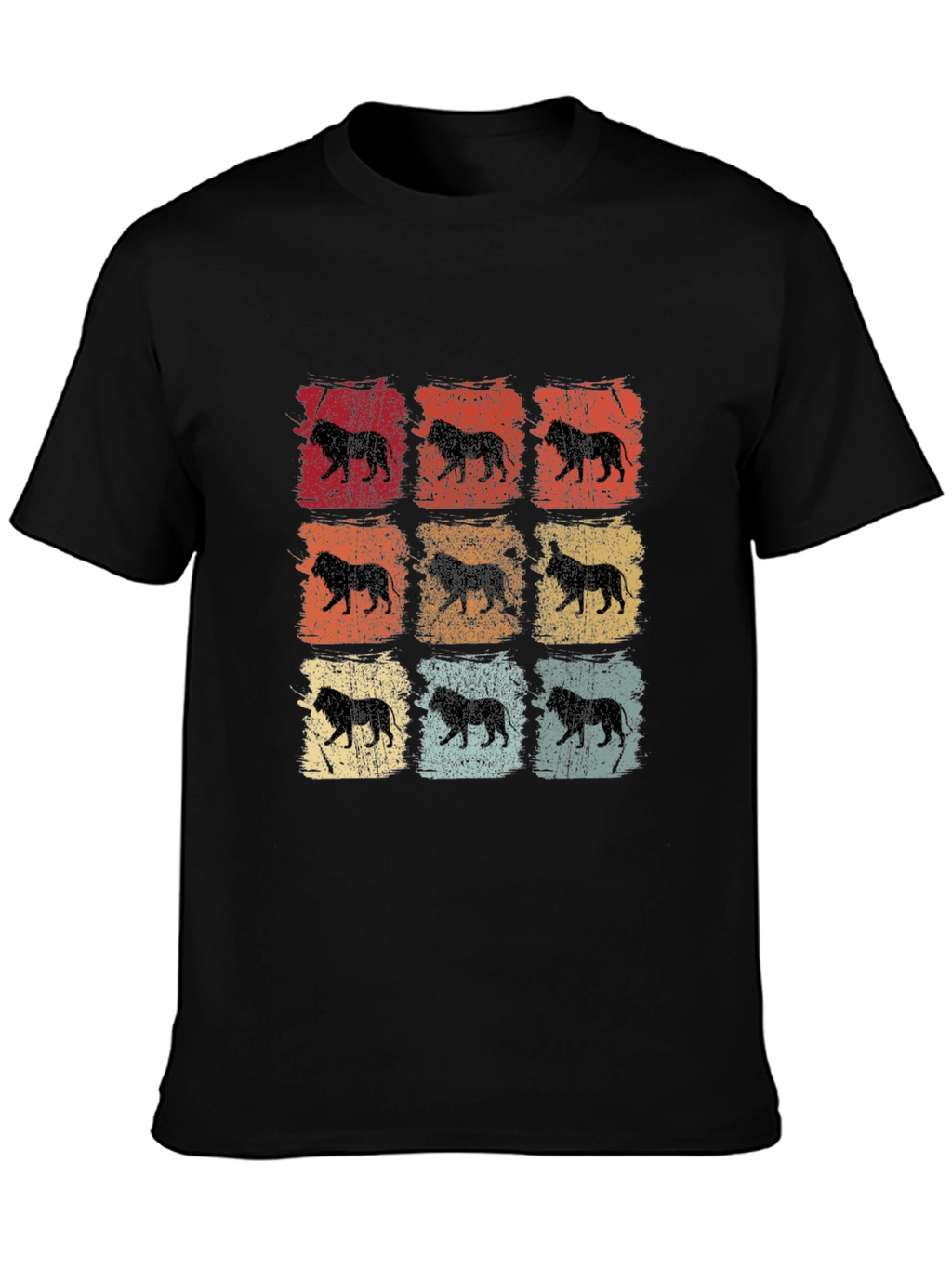 Retro Lion Print Mens T-Shirt