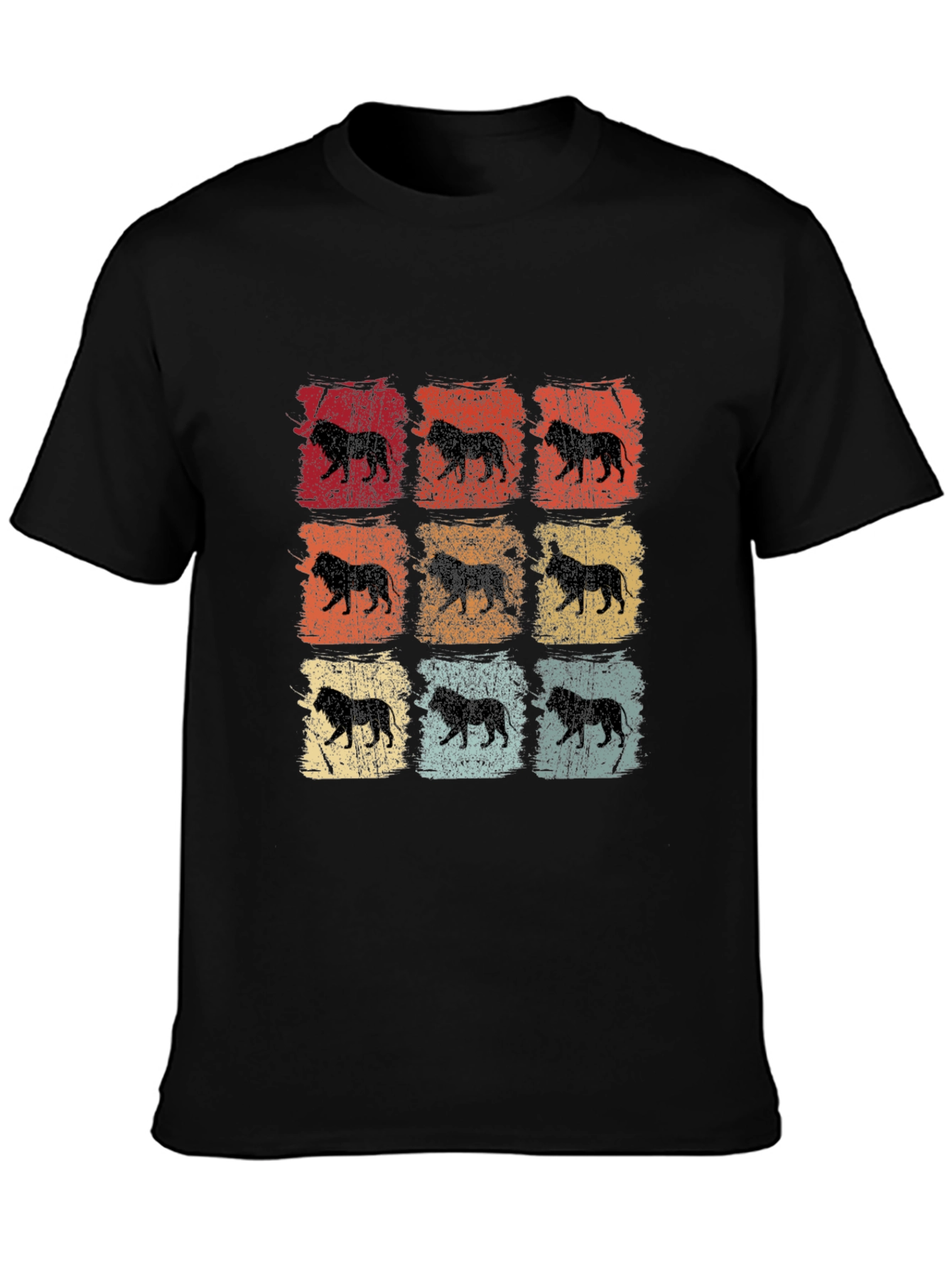 Retro Lion Print Mens T-Shirt