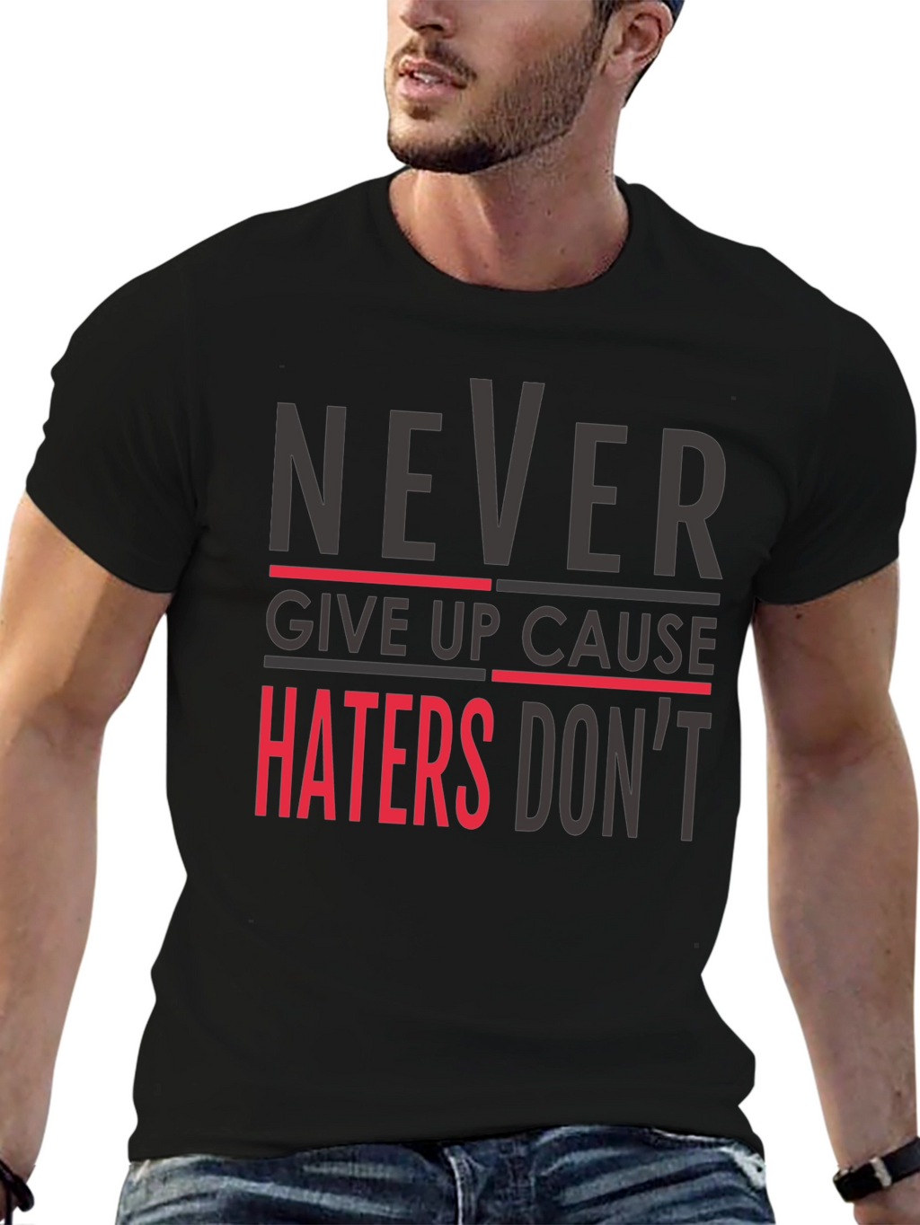 Never Give Up Graphic Tee - Motivational Mens T-Shirt