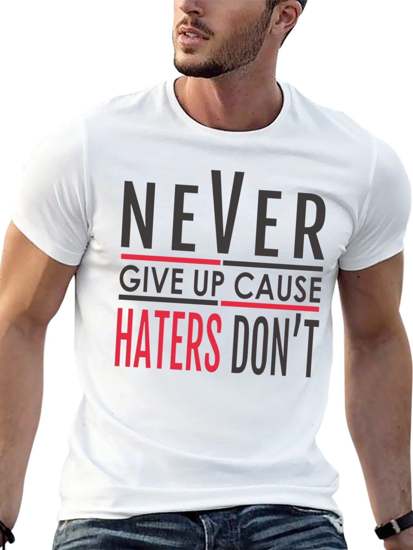 Never Give Up Graphic Tee - Motivational Mens T-Shirt