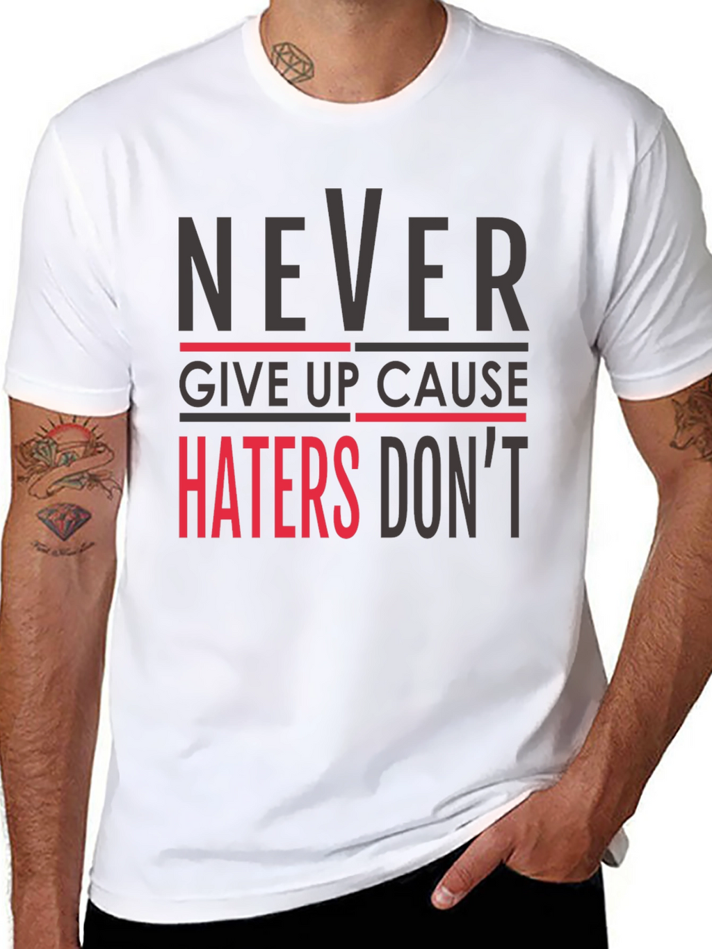 Never Give Up Graphic Tee - Motivational Mens T-Shirt