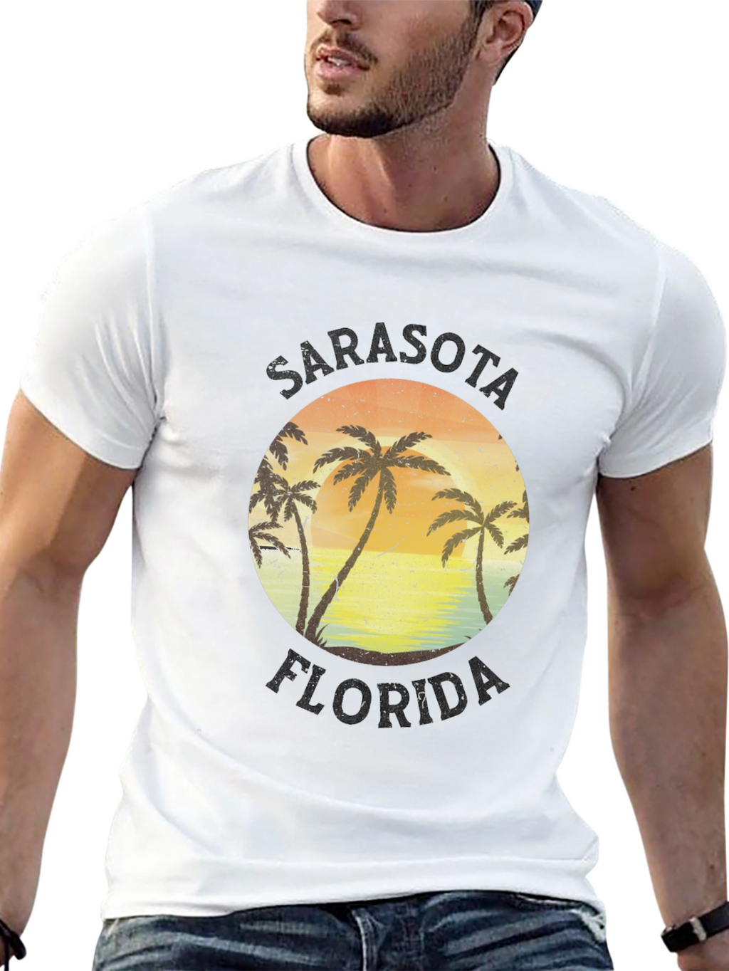 Sarasota Florida Palm Tree Sunset Graphic T-Shirt