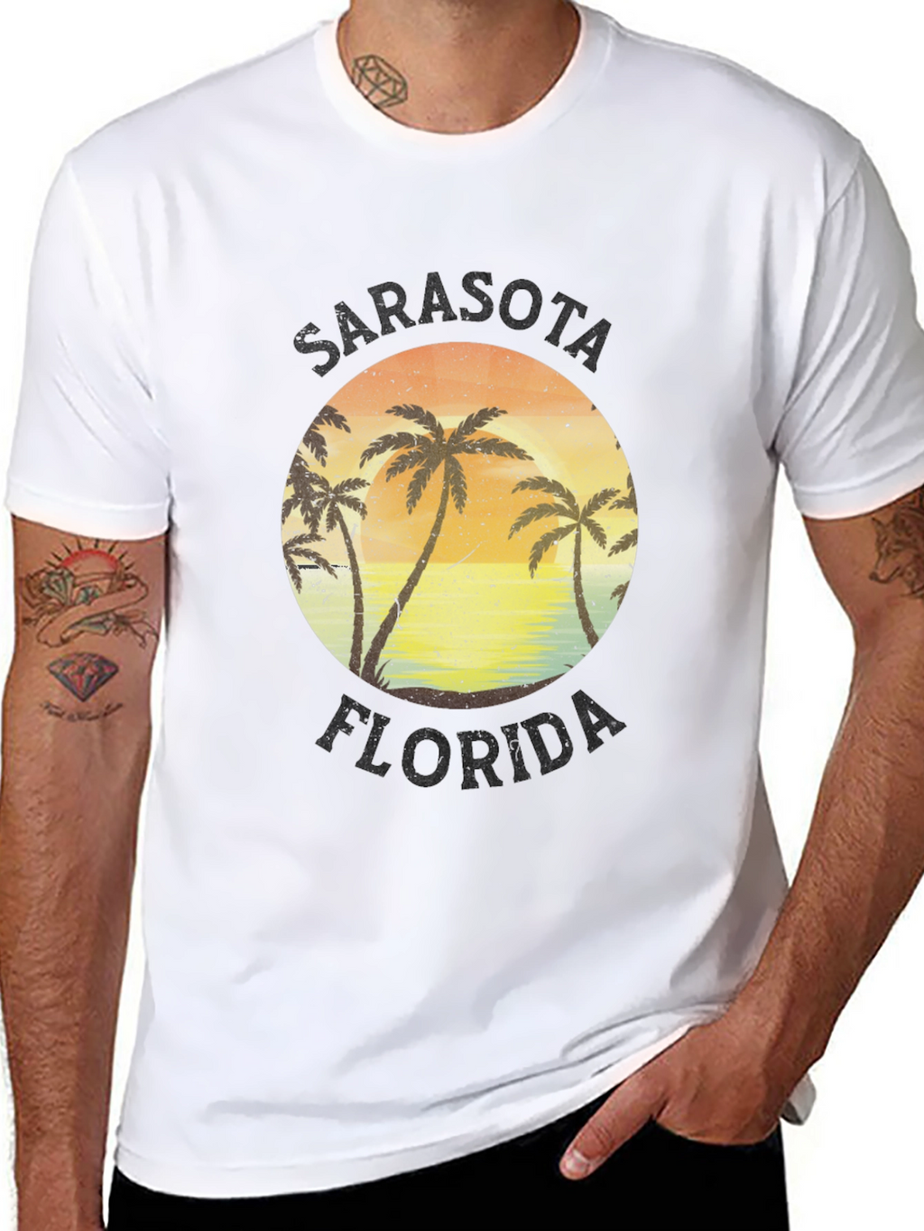 Sarasota Florida Palm Tree Sunset Graphic T-Shirt