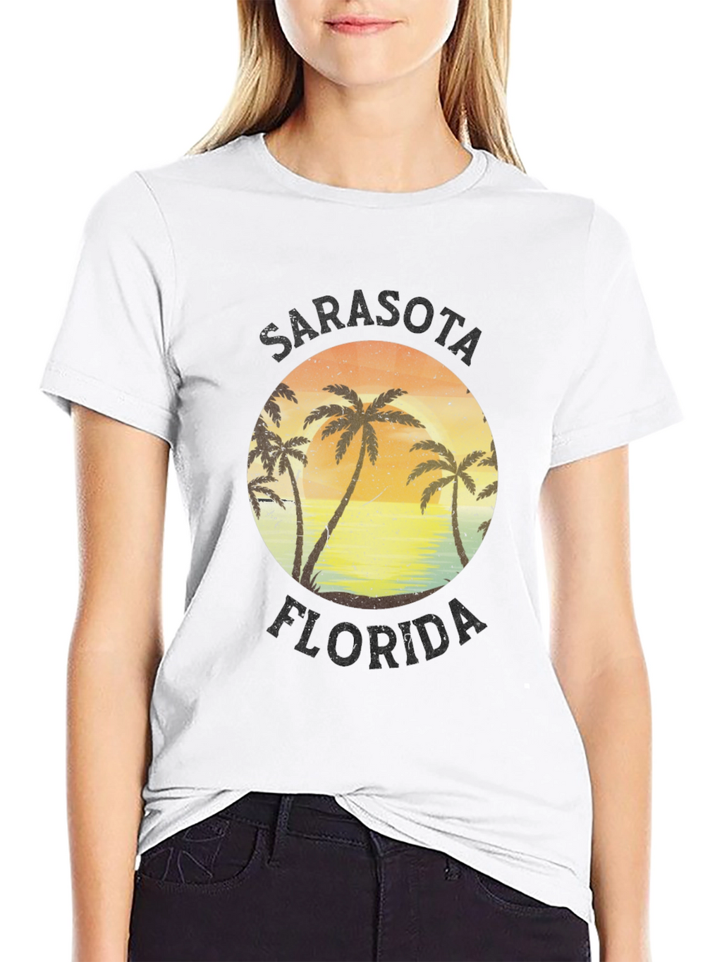 Sarasota Florida Palm Tree Sunset Graphic T-Shirt