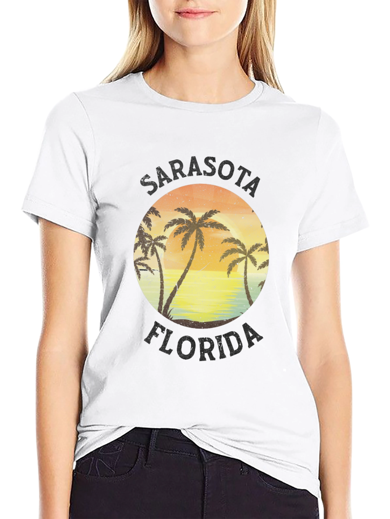 Sarasota Florida Palm Tree Sunset Graphic T-Shirt
