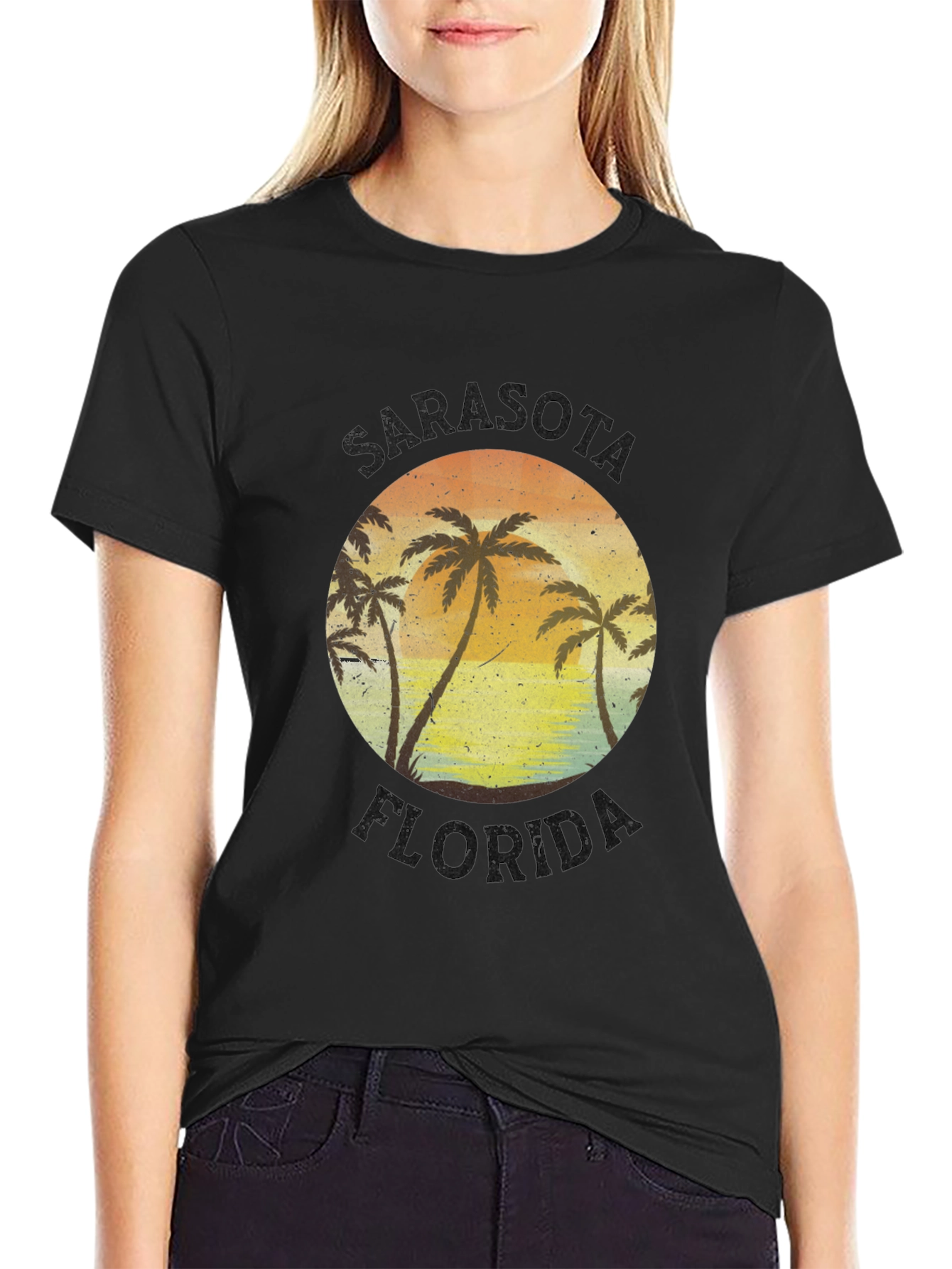 Sarasota Florida Palm Tree Sunset Graphic T-Shirt